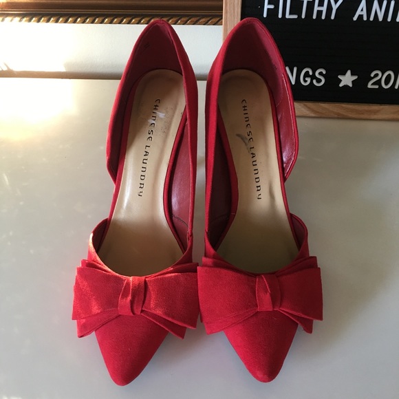 new look red bow heels